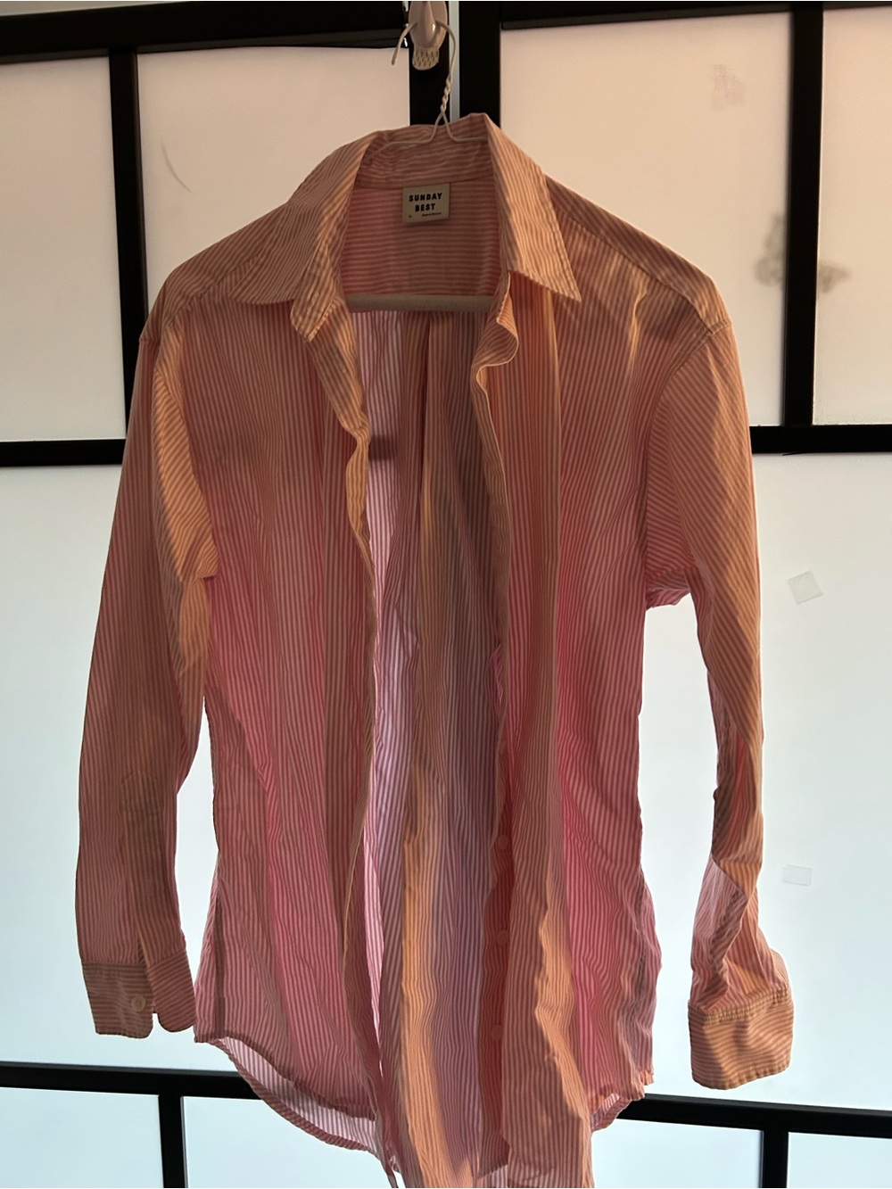 Aritzia Pink and White Striped Women's Button-Up Blouse